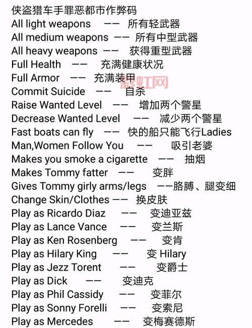 侠盗飞车密码大全：罪恶都市&圣地安列斯秘籍全攻略