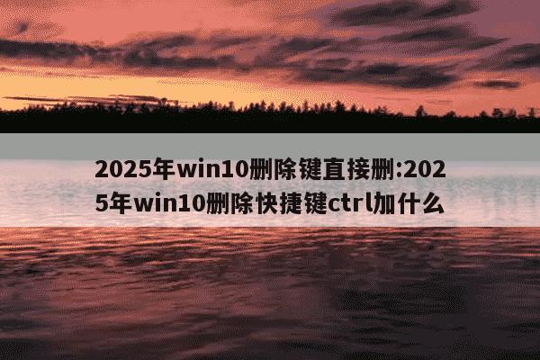 2025年win10删除键直接删:2025年win10删除快捷键ctrl加什么