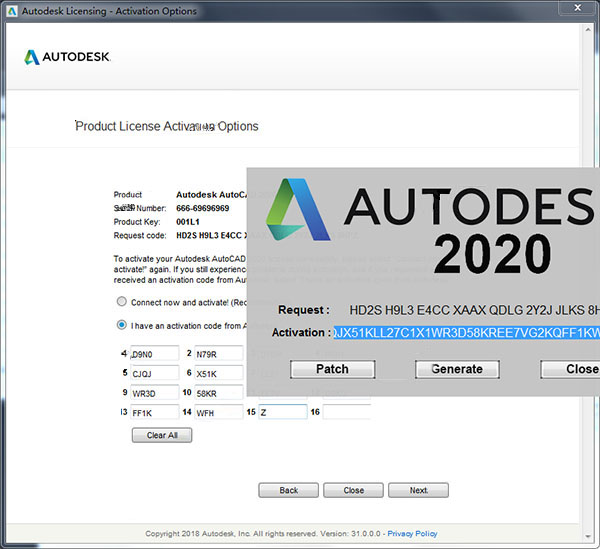 AutoCAD2020注册机Win10版 32位/64位 绿色版
