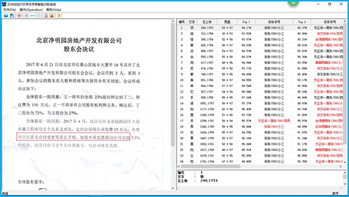 文件检验打印字体字库智能识别系统