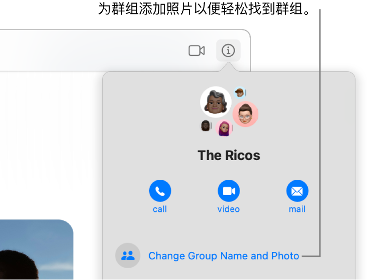 Mac 上的“信息”中管理群组对话