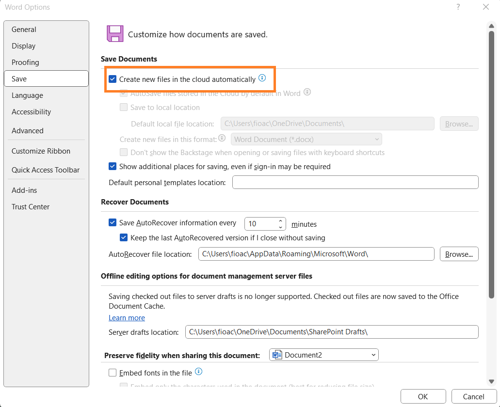 微软邀测Win10 / Win11版 Word新特性：新建文档自动保存到云端