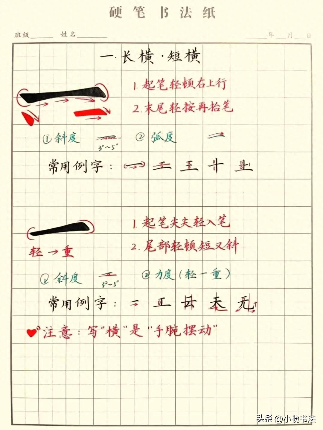 硬核干货！硬笔笔画极简教程，新手照着练就能出效果