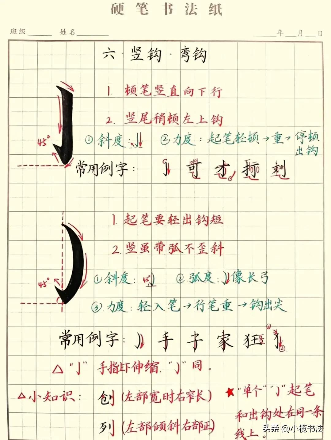 硬核干货！硬笔笔画极简教程，新手照着练就能出效果