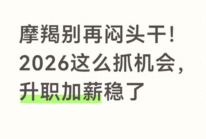 摩羯别再闷头干！2026这么抓机会，升职加薪稳了