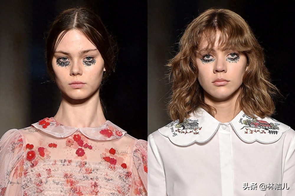 彩绘妆、黑泪痕、玛丽皇后发髻，米兰时装周上这些妆发也太浮夸了