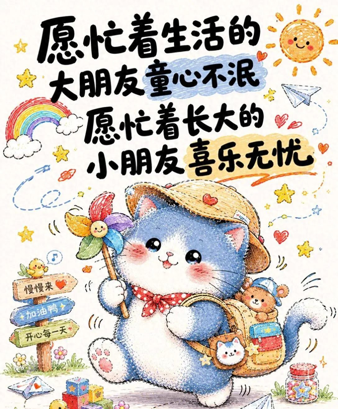六一节日快乐！给小朋友大朋友的：儿童节文案图片