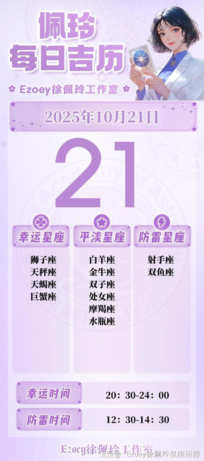 【10.21日播报】幸运星座：狮子座、天秤座、天蝎座、巨蟹座