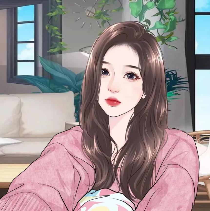 手绘头像女卡通可爱背影，微信头像卡通可爱手绘