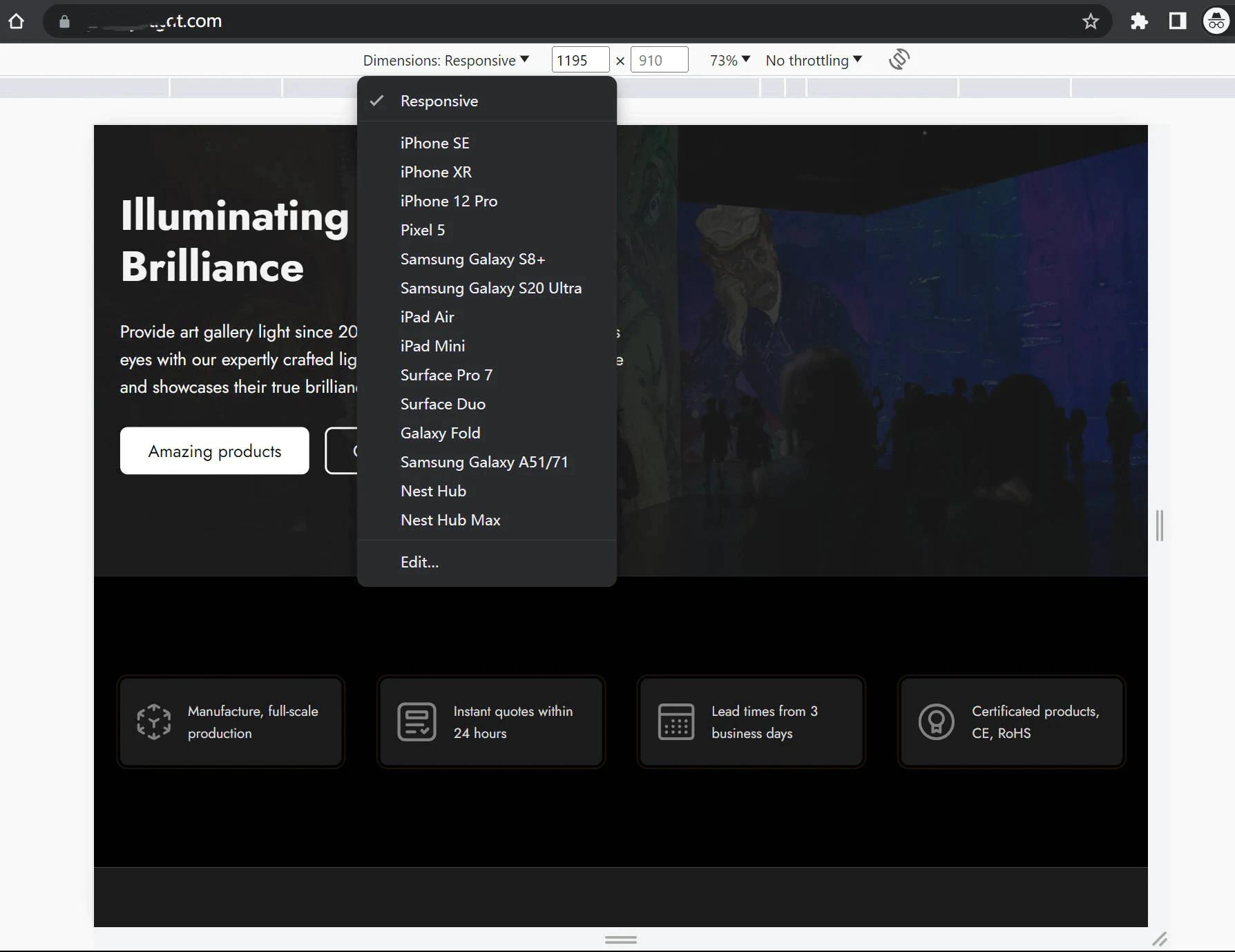 如何检查一个网站在不同设备下的适配显示效果？