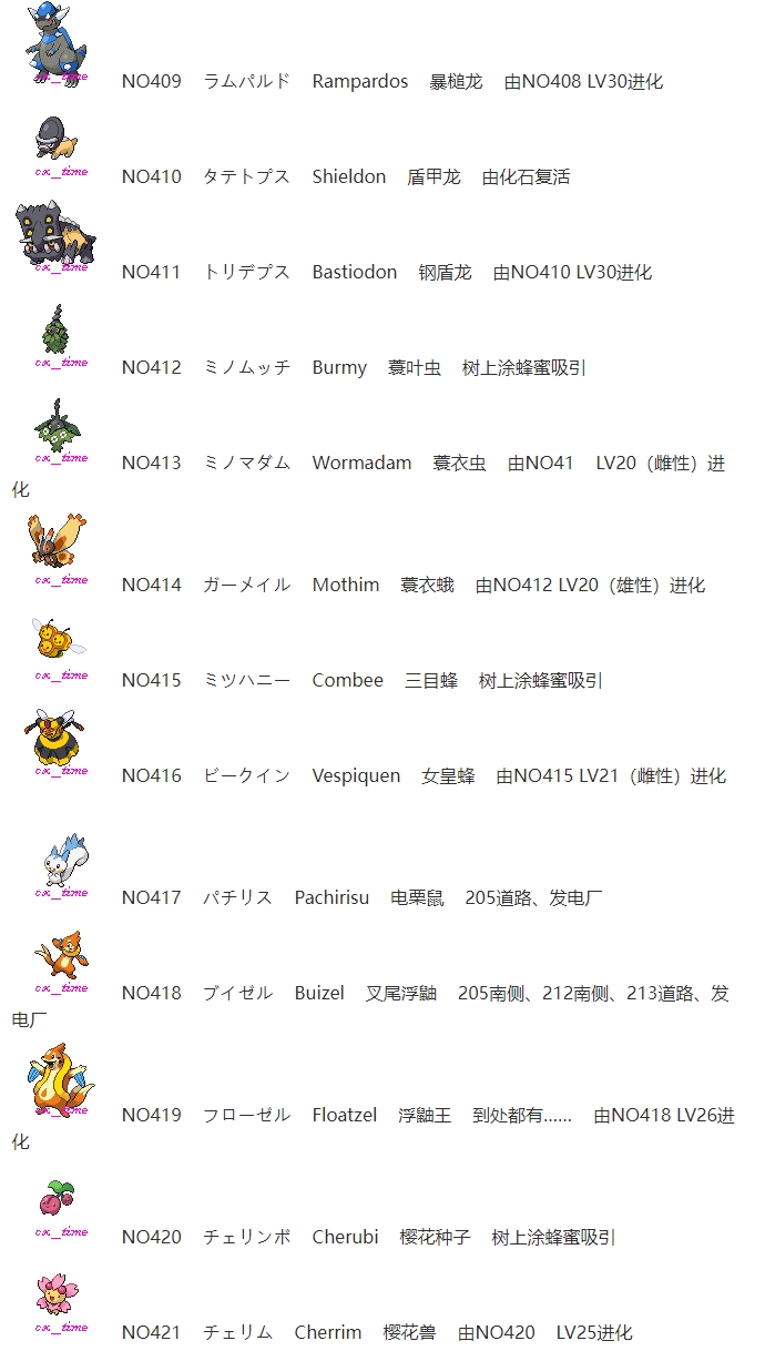 【捕捉】宝可梦第四世代（白金）原版 全精灵图鉴/分布/捕捉获取表