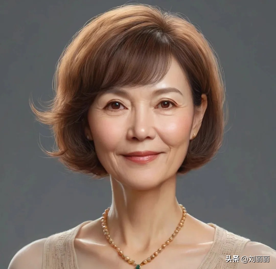 女人过了 60 岁,试试侧分微卷波波头,好看显气质