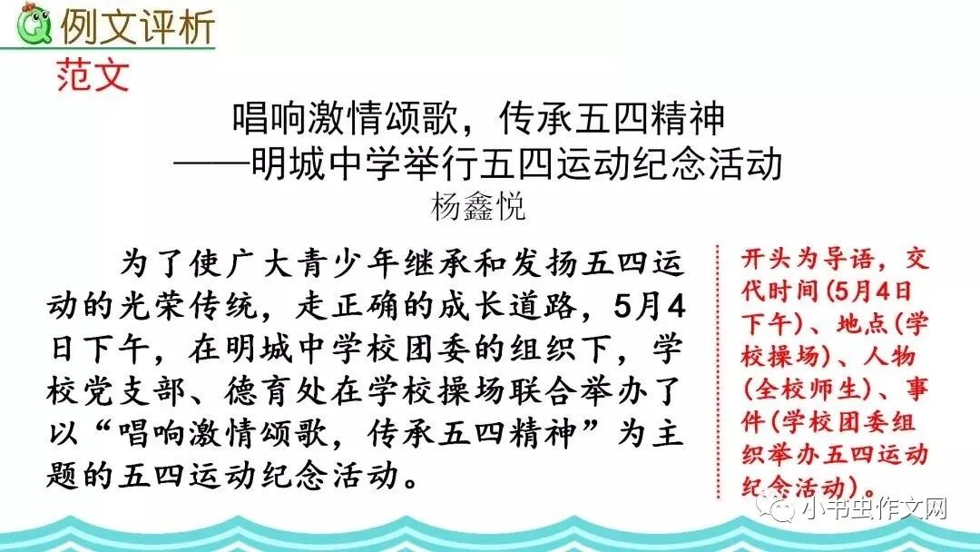 八年级上册习作一《新闻写作》范文+写作指导+课件