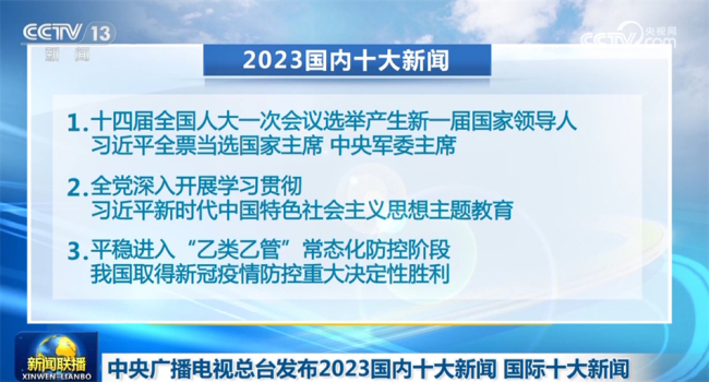 总台发布2023国内十大新闻 国际十大新闻