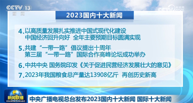 总台发布2023国内十大新闻 国际十大新闻