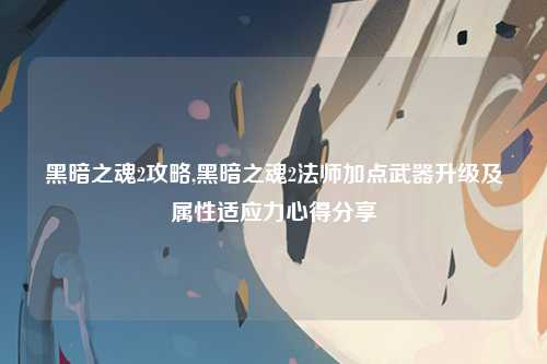 黑暗之魂2攻略,黑暗之魂2法师加点武器升级及属性适应力心得分享