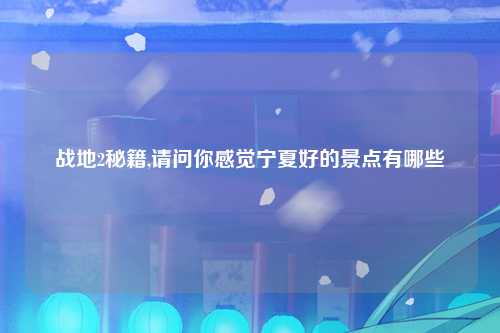 战地2秘籍,请问你感觉宁夏好的景点有哪些