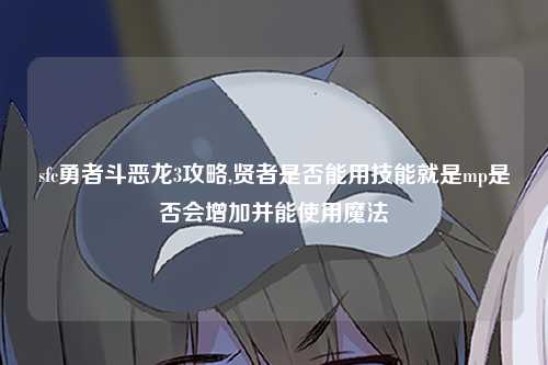 sfc勇者斗恶龙3攻略,贤者是否能用技能就是mp是否会增加并能使用魔法