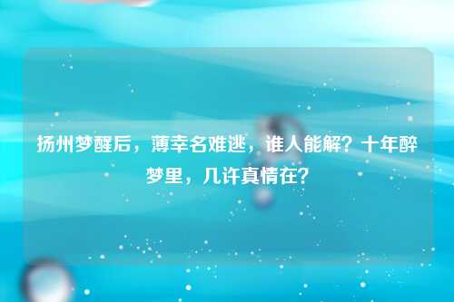 扬州梦醒后，薄幸名难逃，谁人能解？十年醉梦里，几许真情在？