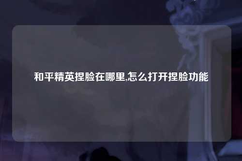 和平精英捏脸在哪里,怎么打开捏脸功能