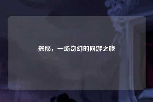 探秘，一场奇幻的网游之旅